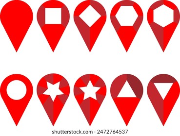 Icono de pin de geometría roja Espacio negativo 3D
