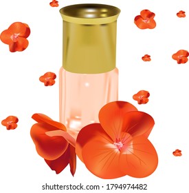 red geranium flowers with geranium essential oil