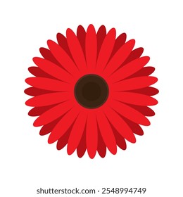 Red Gerbera Flower icon. Simple flower Vector illustration isolated on a white background. Blooming gerbera daisy flower icon sign, cute floral design for card, web, poster, print. EPS 10