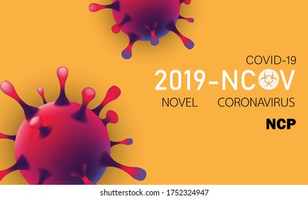Los gérmenes rojos se aíslan sobre fondo amarillo. Icono del virus Corona. COVID-19.