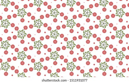 Red Geum Flower with Square Pattern Background