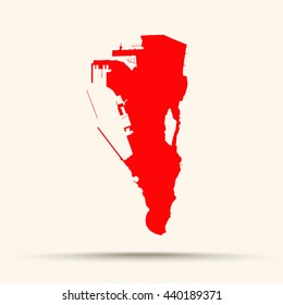 Red Gibraltar Map Illustration