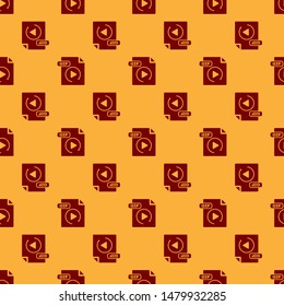 Red GIF file document. Download gif button icon isolated seamless pattern on brown background. GIF file symbol.  Vector Illustration