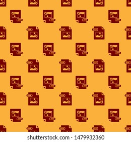 Red GIF file document. Download gif button icon isolated seamless pattern on brown background. GIF file symbol.  Vector Illustration