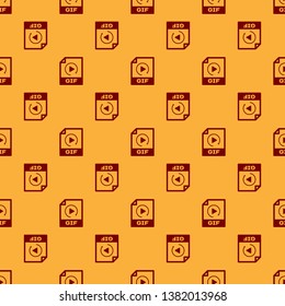 Red GIF file document icon. Download gif button icon isolated seamless pattern on brown background. GIF file symbol. Vector Illustration