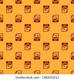 Red GIF file document icon. Download gif button icon isolated seamless pattern on brown background. GIF file symbol. Vector Illustration