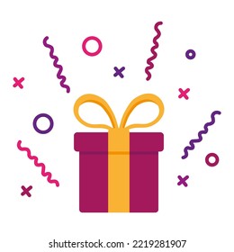 regalo rojo. Premio, premio. Concepto de celebración de cumpleaños. Feliz cumpleaños. Ilustración vectorial. imagen de stock. 