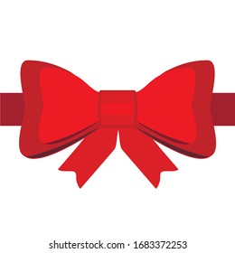 Red gift bow icon with ribbons for decorating gifts, surprises for holidays. Packing presents icon isolated on white background. Vector illustration