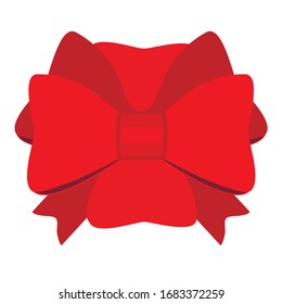 Red gift bow icon with ribbons for decorating gifts, surprises for holidays. Packing presents icon isolated on white background. Vector illustration