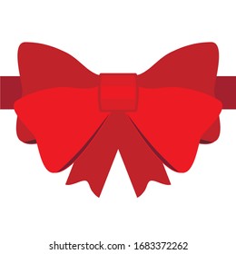 Icono rojo del arco de regalo con cintas para decorar regalos, sorpresas para las vacaciones. El embalaje presenta un icono aislado en fondo blanco. Ilustración del vector