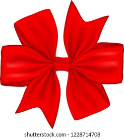 Red gift bow isolated on white background. Vector illustration