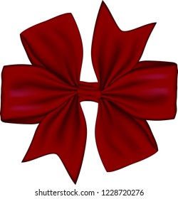 Red gift bow isolated on white background. Vector illustration
