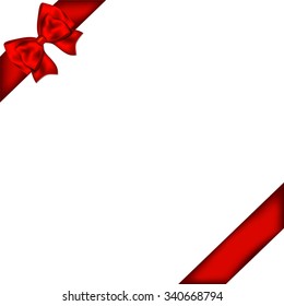 Red gift bow with ribbon. 