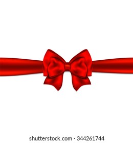 Red gift bow with ribbon. 