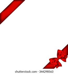 Red gift bow with ribbon. 