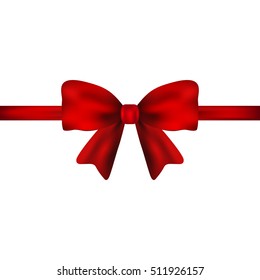 Red gift bow of ribbon 