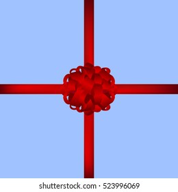 Red gift bow of ribbon