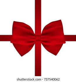 Red gift bow of ribbon