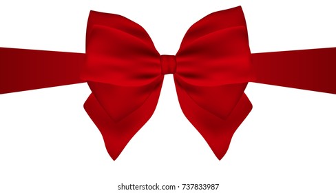 Red gift bow of ribbon