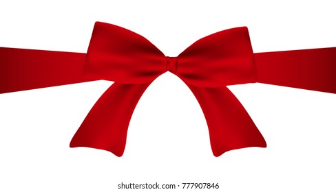 Red gift bow of ribbon