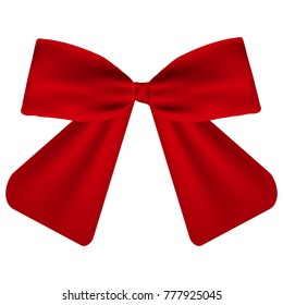 Red gift bow of ribbon