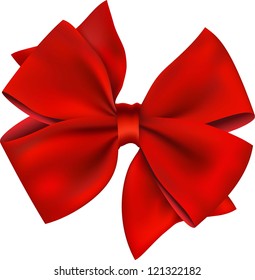 Red gift bow. Ribbon. Isolated on white