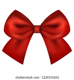 Red gift bow of ribbon isolated on white background
