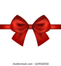 Red gift bow of ribbon isolated on white background