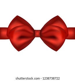 Red gift bow of ribbon isolated on white background