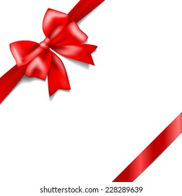 Red gift bow with a ribbon isolated on white background. Vector illustration