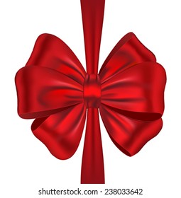 Red gift bow. Ribbon isolated on white background. Vector illustration