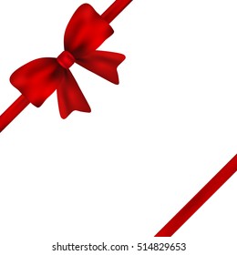 Red gift bow of ribbon isolated on white background