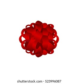 Red gift bow of ribbon isolated on white background