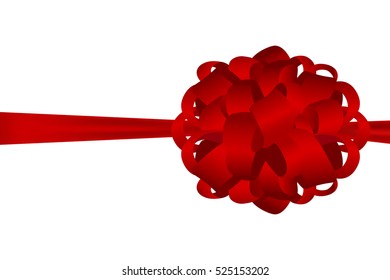 Red gift bow of ribbon isolated on white background vector