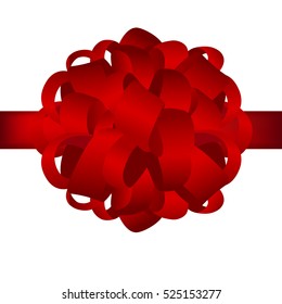 Red gift bow of ribbon isolated on white background vector