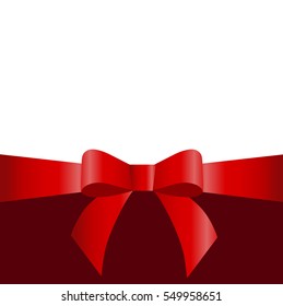 Red gift bow of ribbon isolated on white background vector illustration