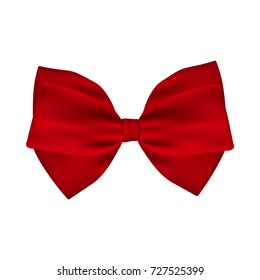 Red gift bow of ribbon isolated on white background