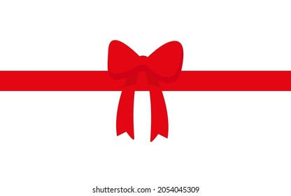 Red gift bow and ribbon. Vector graphics