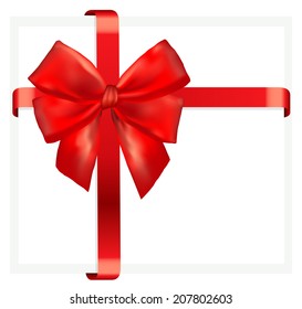 Red gift bow with ribbon. Vector.