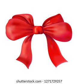 Arco de regalo rojo. Imagen aislada sobre fondo blanco. Ilustración vectorial. Cinta festiva para la decoración. Elemento elegante.