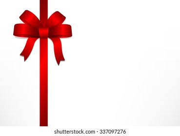 Red gift bows and ribbons on white gift box background for Christmas, New year and Valentine, vector illustration