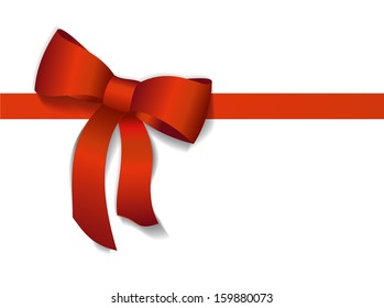 Red gift bows with ribbons. Vector Illustration.