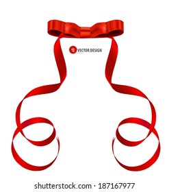 Red gift bows and red ribbons. Vector illustration.