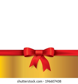 Red gift bows with ribbons. Vector.
