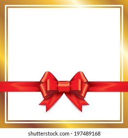 Red gift bows with ribbons. Vector.