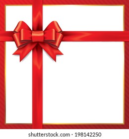 Red gift bows with ribbons. Vector.