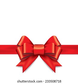 Red gift bows with ribbons. Vector.