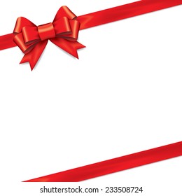 Red gift bows with ribbons. Vector.
