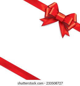 Red gift bows with ribbons. Vector.