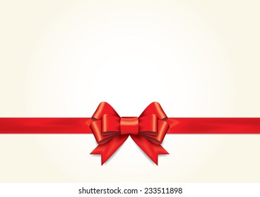 Red gift bows with ribbons. Vector.